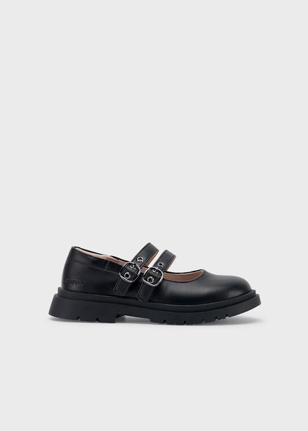 girls black chunky mary janes