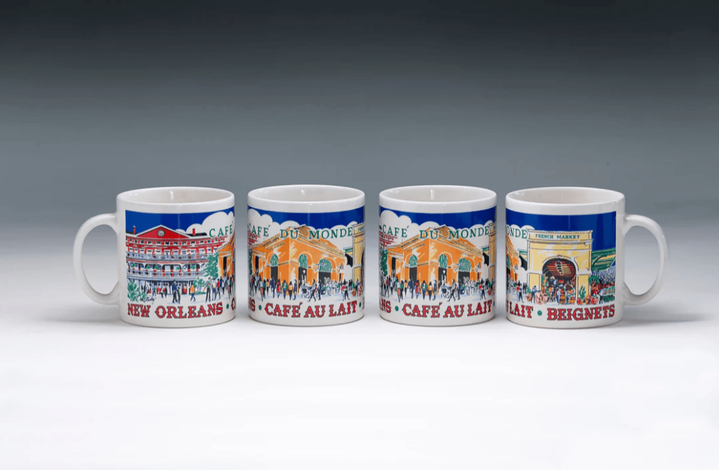 Cafe au Lait & Beignets Blue Coffee Mug