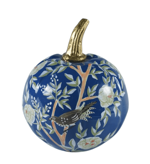 blue chinoiserie decorative pumpkin