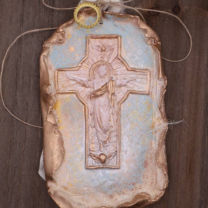 blue christ resurrection clay art