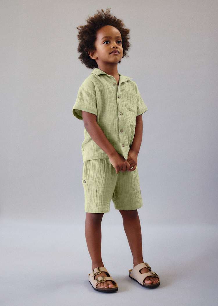 Bambula Cotton Button Down Shirt in Bamboo