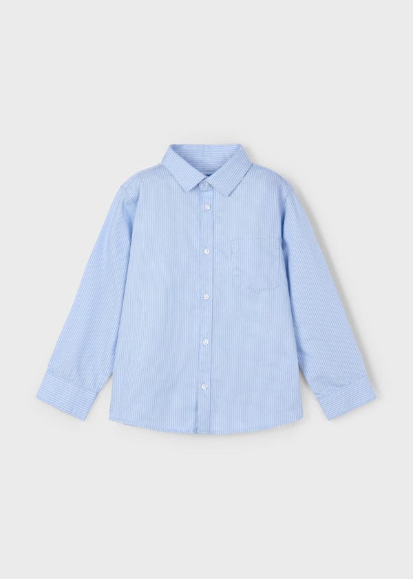 Long Sleeve Button Up Shirt in Sky Blue Stripe