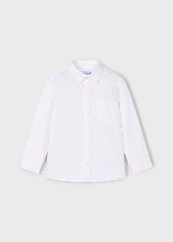 Mayoral Usa Inc Long Sleeve Button Up Shirt in White - Little Miss Muffin Children & Home