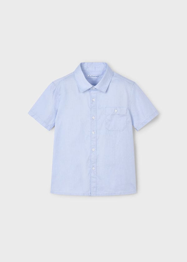 Mayoral Usa Inc Mayoral Short Sleeve Dress Shirt with Pocket in Sky - Little Miss Muffin Children & Home