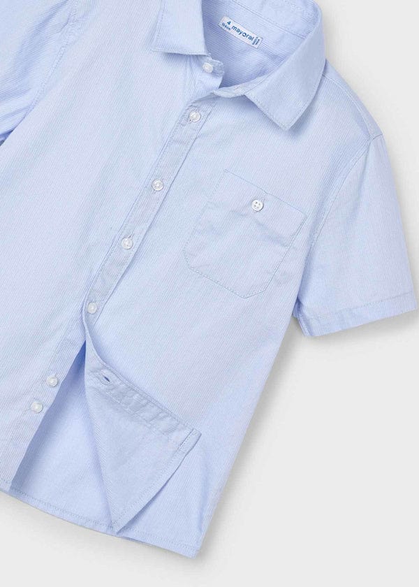 Mayoral Usa Inc Mayoral Short Sleeve Dress Shirt with Pocket in Sky - Little Miss Muffin Children & Home