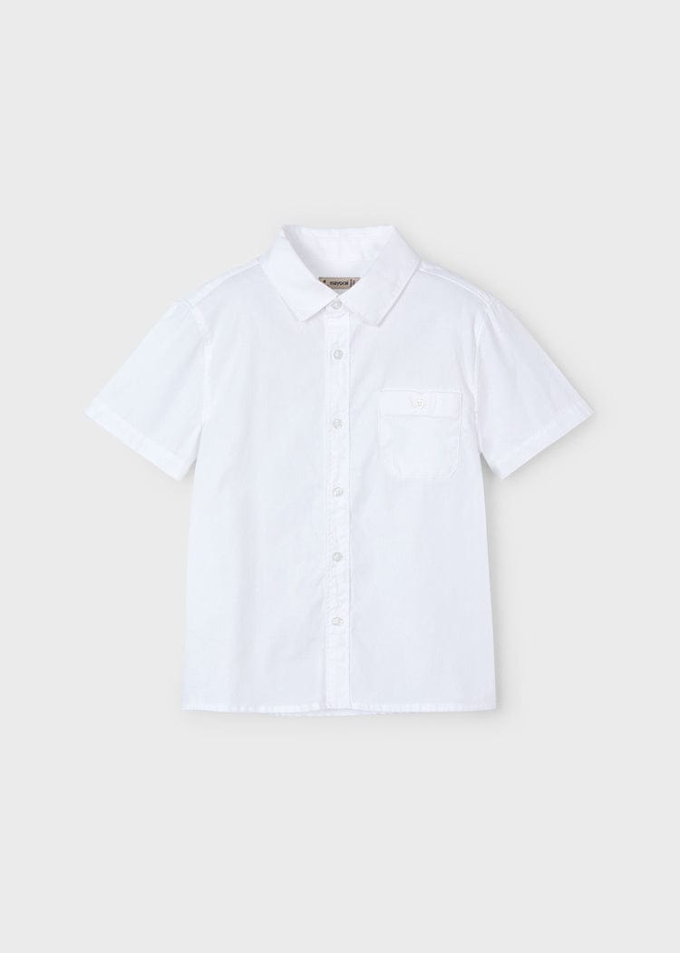 Mayoral Usa Inc Mayoral Short Sleeve Dress Shirt with Pocket in White - Little Miss Muffin Children & Home