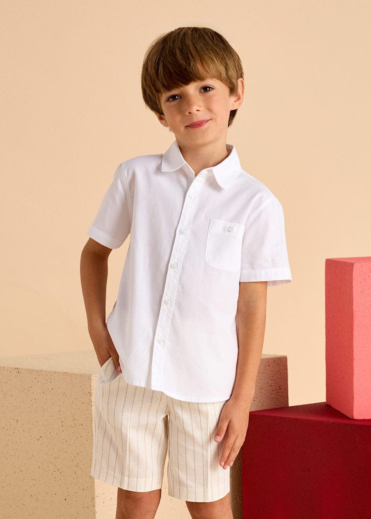 Mayoral Linen Dress Shorts in Stripes