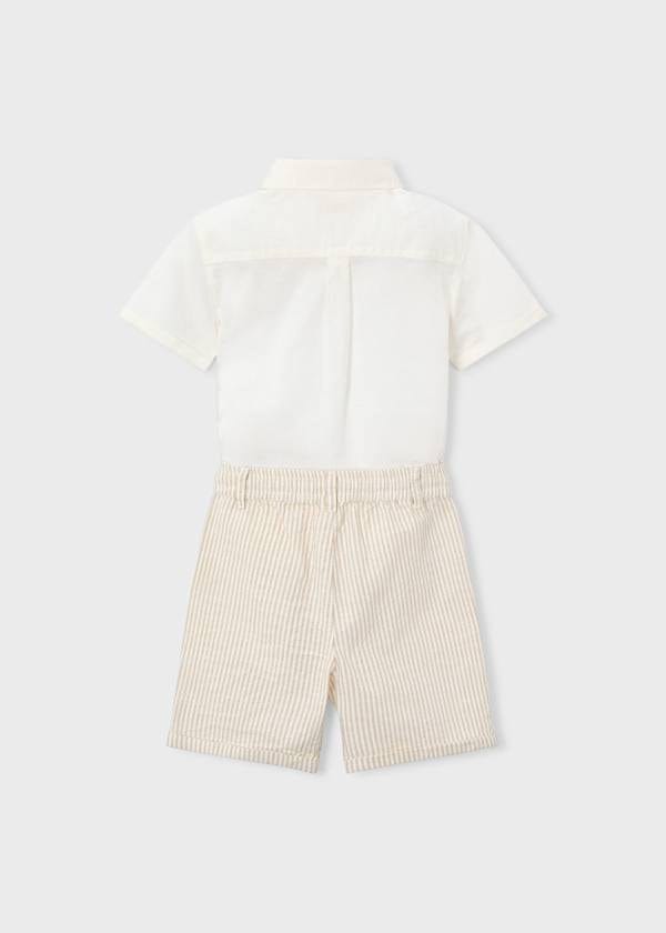 Mayoral Usa Inc Linen Shorts & Shirt Set in Oat Stripe - Little Miss Muffin Children & Home
