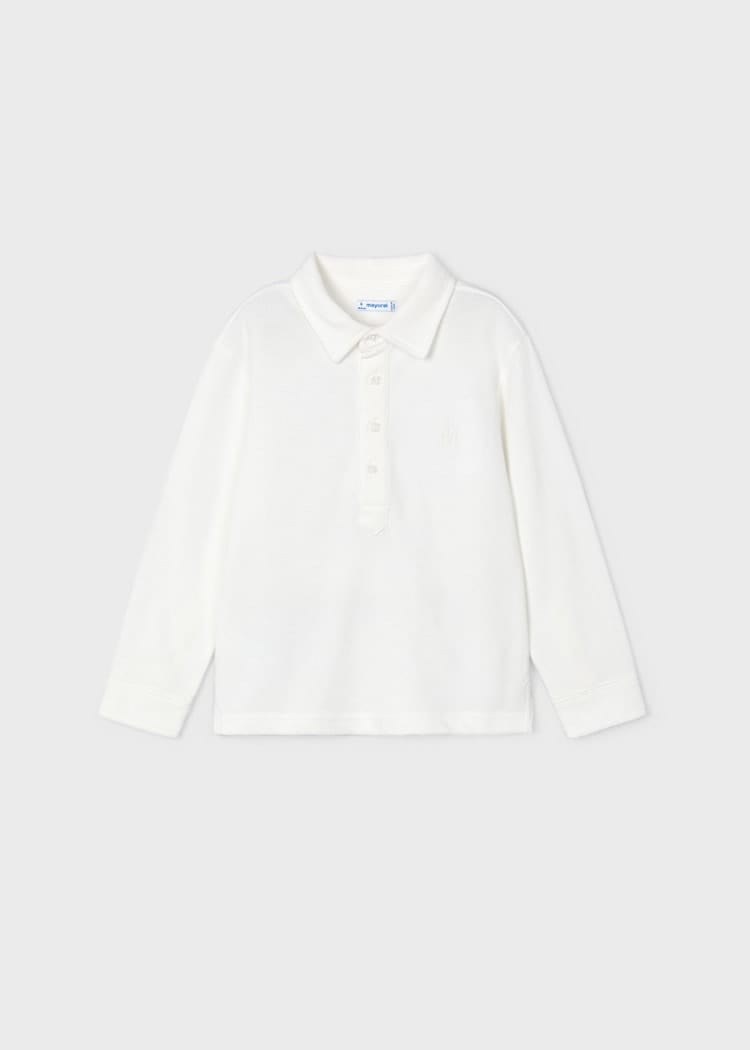 Mayoral Usa Inc Mayoral Long Sleeve Polo Shirt in Cream - Little Miss Muffin Children & Home