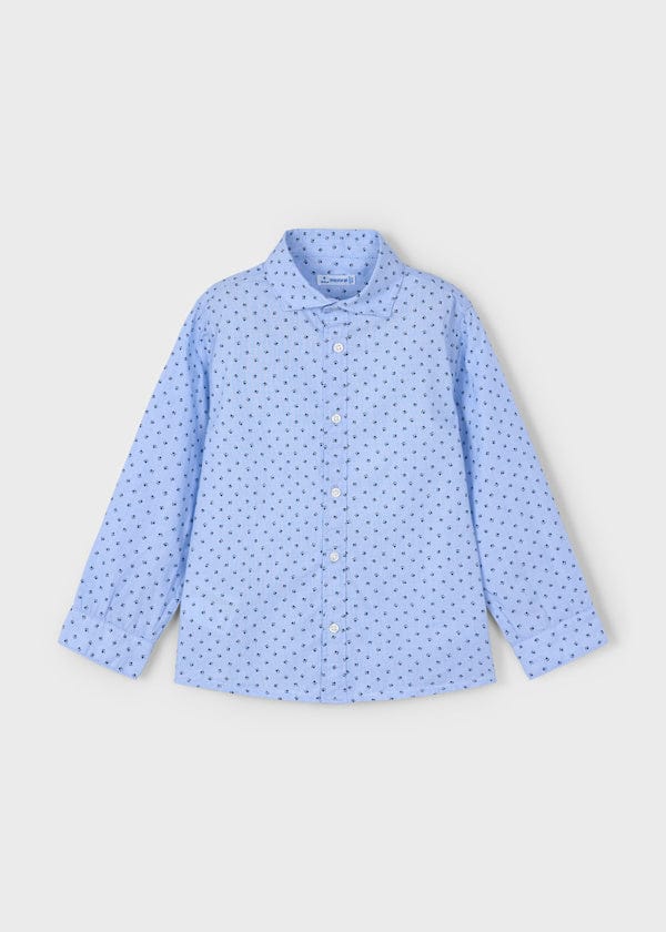 Mayoral Usa Inc Printed Button Down Shirt in Sky Blue - Little Miss Muffin Children & Home
