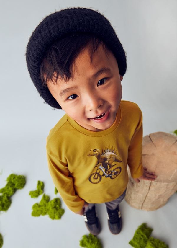 Mayoral Usa Inc Long Sleeve Dino T-Shirt in Mustard - Little Miss Muffin Children & Home