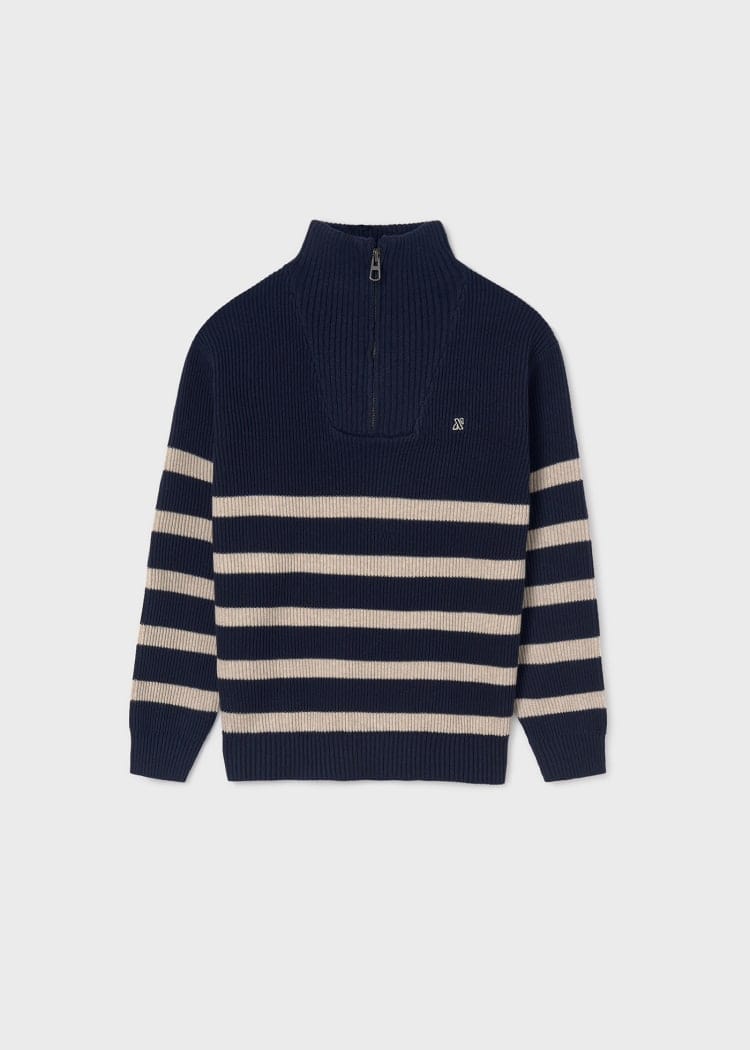 Mayoral Usa Inc Mayoral Zip Neck Striped Sweater - Little Miss Muffin Children & Home