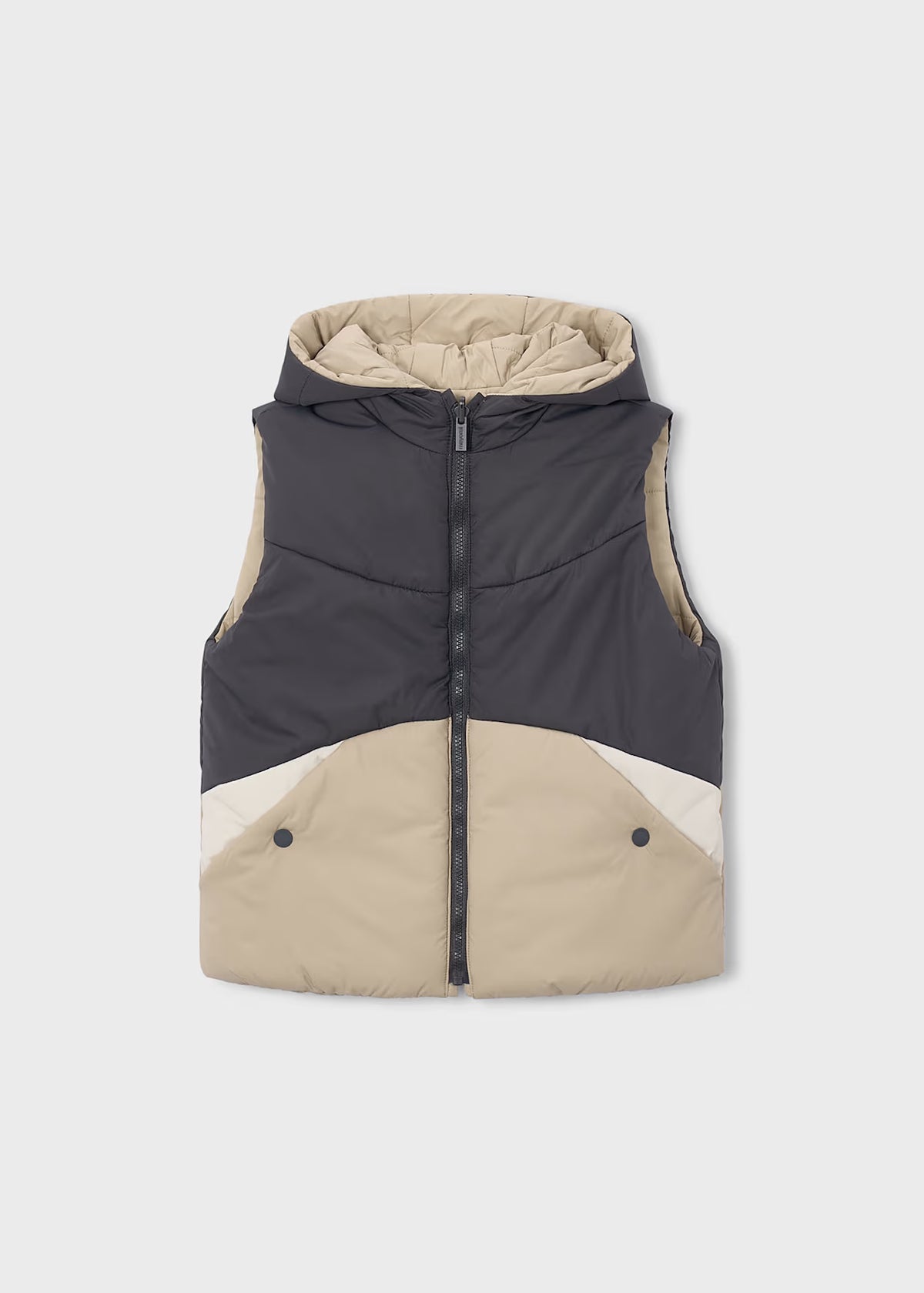Boys' Reversible Hooded Puffer Vest in Hazelnut