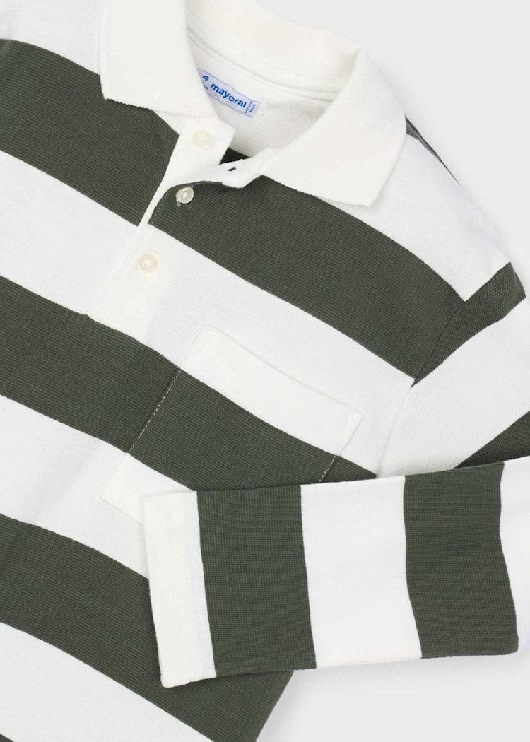 Mayoral Usa Inc Long Sleeve Striped Polo in Olive - Little Miss Muffin Children & Home