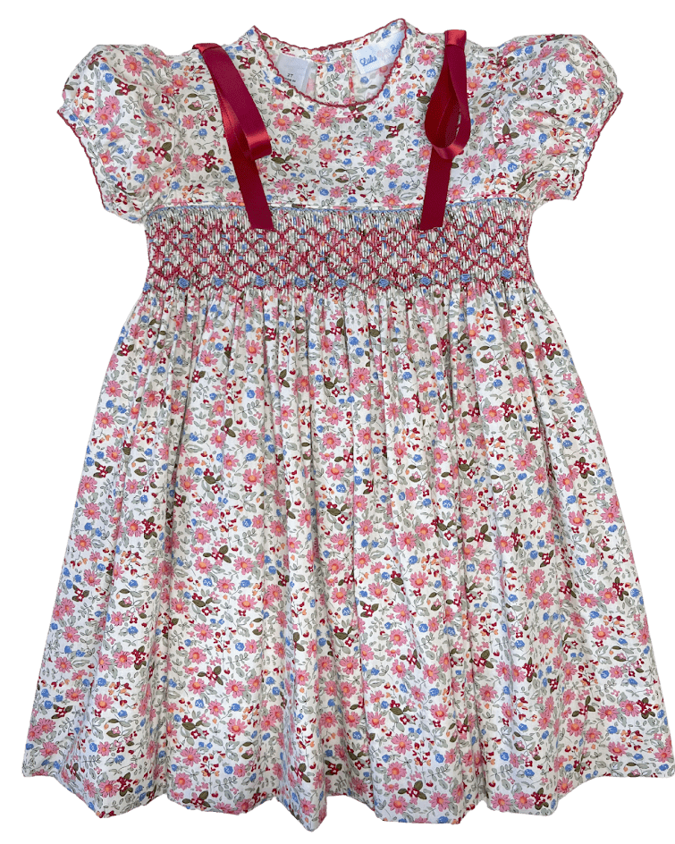 Lulu Bebe Rosie Smock Waist Bubble with Ribbons