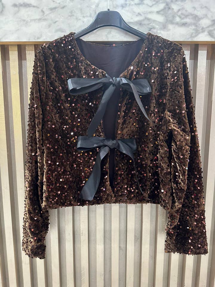 bronze sequin cardigan