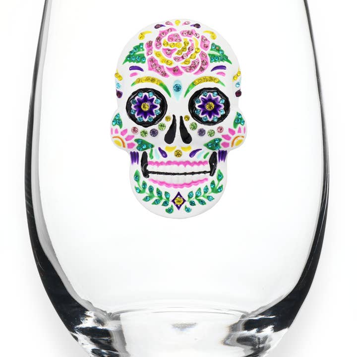 The Queens' Jewels® Queen Jewels Sugar Skull Jeweled Stemless Wine Glass - Little Miss Muffin Children & Home