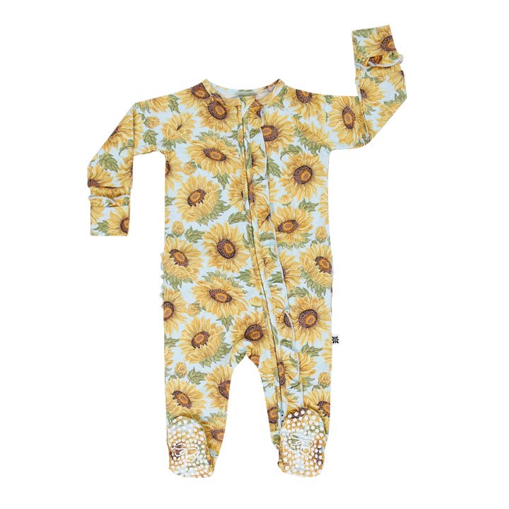 Sweet Bamboo Sammy's Sunflower Ruffle Footie - Little Miss Muffin Children & Home