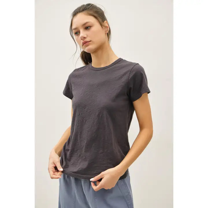 Garment Dyed Slub Tee in Charcoal