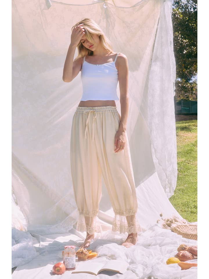 Lace Trimmed Bloomer Pants
