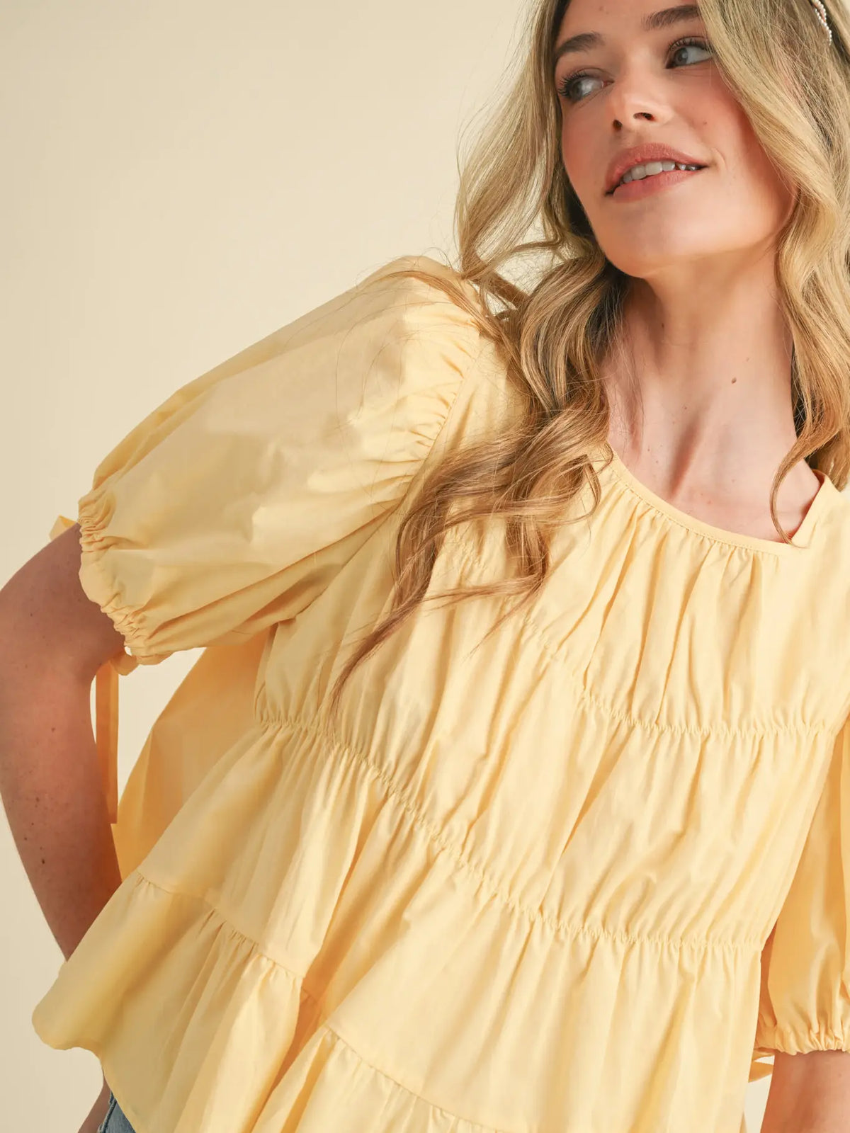 Tiered Puff Sleeve Top in Lemonade