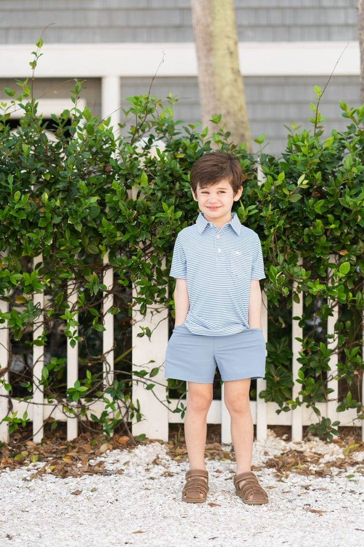 Saltwater Boys Company Inshore Performance Polo Light Blue Stripe - Little Miss Muffin Children & Home