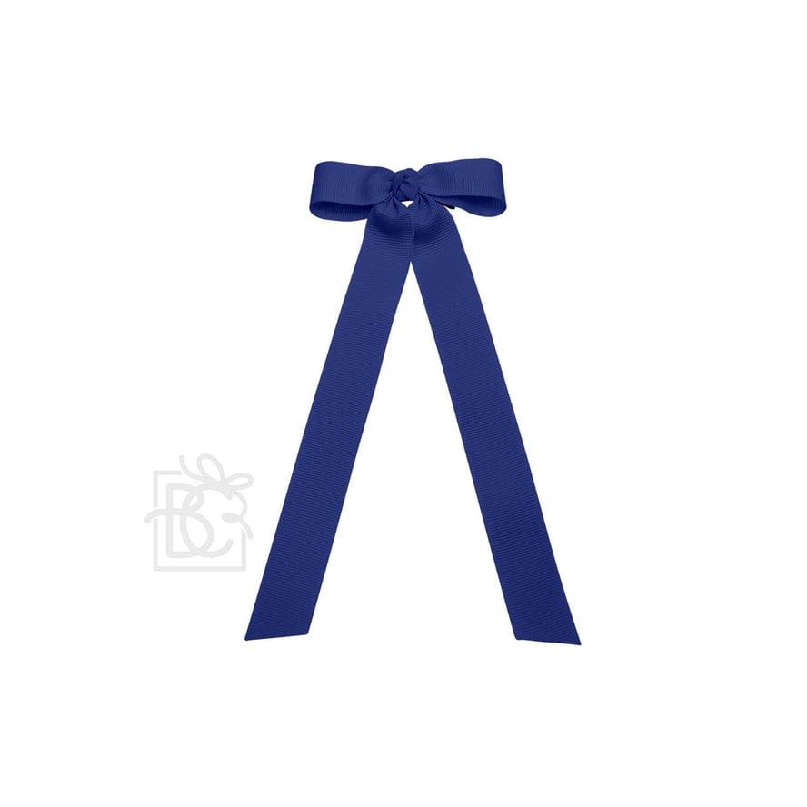 Beyond Creations 3.5" Flat Bow with 7" Streamers on Alligator Clip in Navy - Little Miss Muffin Children & Home