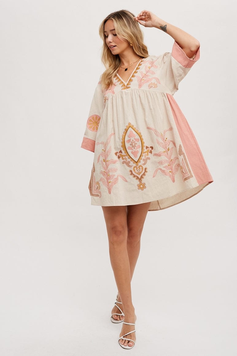 Bluivy Bluivy Boho Embroidered Babydoll Dress, Pink - Little Miss Muffin Children & Home