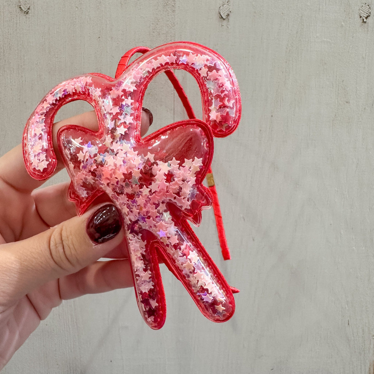 Pink confetti candy cane headband