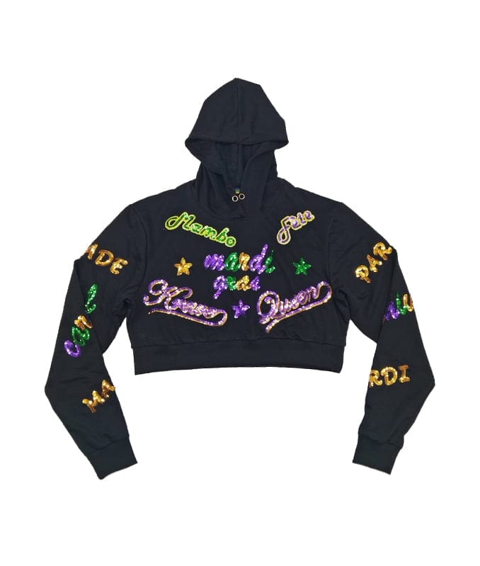 Mardi Gras Creations Mardi Gras Creations Mardi Explosion Crop Hoodie - Little Miss Muffin Children & Home
