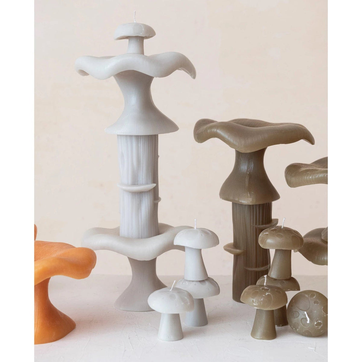 Creative Co-Op Creative Co-op Unscented Mushroom Shaped Candles, Grey, Set of 4 - Little Miss Muffin Children & Home