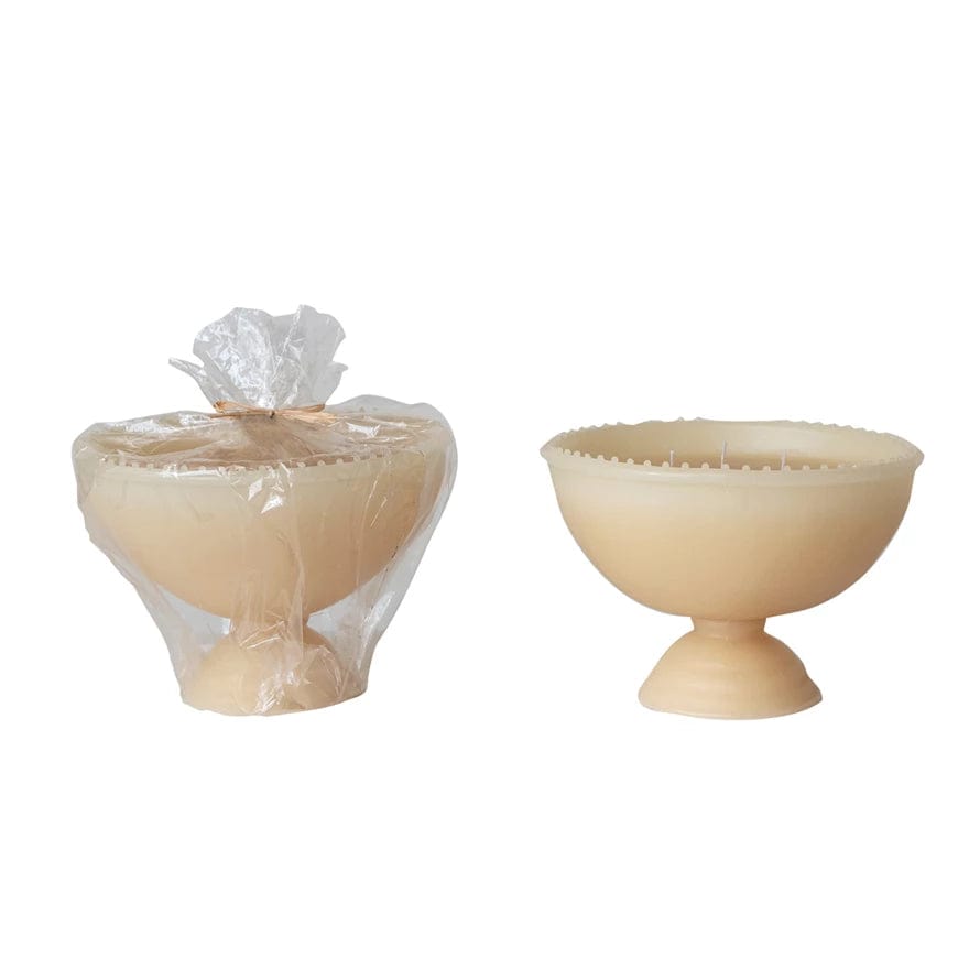 Creative Co-Op Creative Co-op Unscented Hobnail Edged Footed Bowl Shaped 3 Wick Candle in Cream - Little Miss Muffin Children & Home