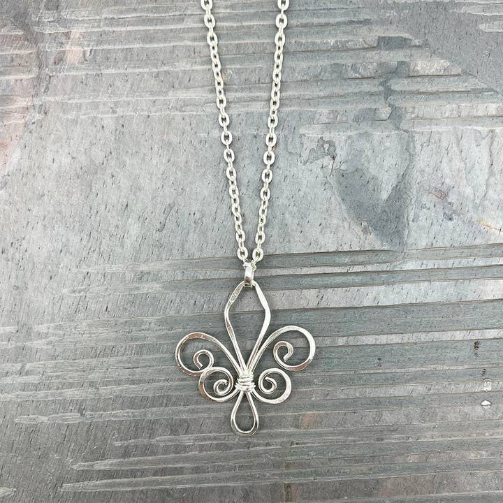 Anju Jewelry Silver Plated Necklace - Smaller Size Fleur-De-Lis - Little Miss Muffin Children & Home