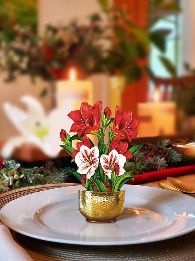 FreshCut Paper FreshCut Paper Mini Scarlett Amaryllis Pop-Up Greeting Card - Little Miss Muffin Children & Home