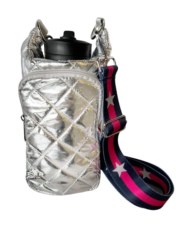 Mavi Bandz Mavi Bandz Silver Water Bottle Bag Crossbody Hydro Puffer Tote - Little Miss Muffin Children & Home