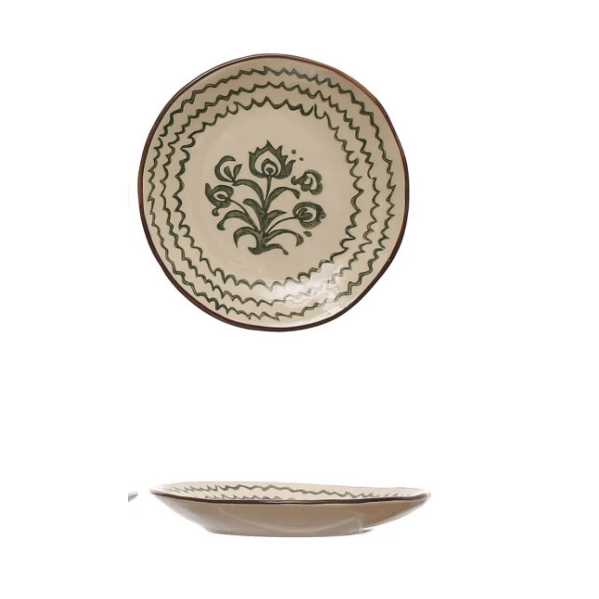 Floral Design 6" Round Stoneware Plate, 4 Available Styles
