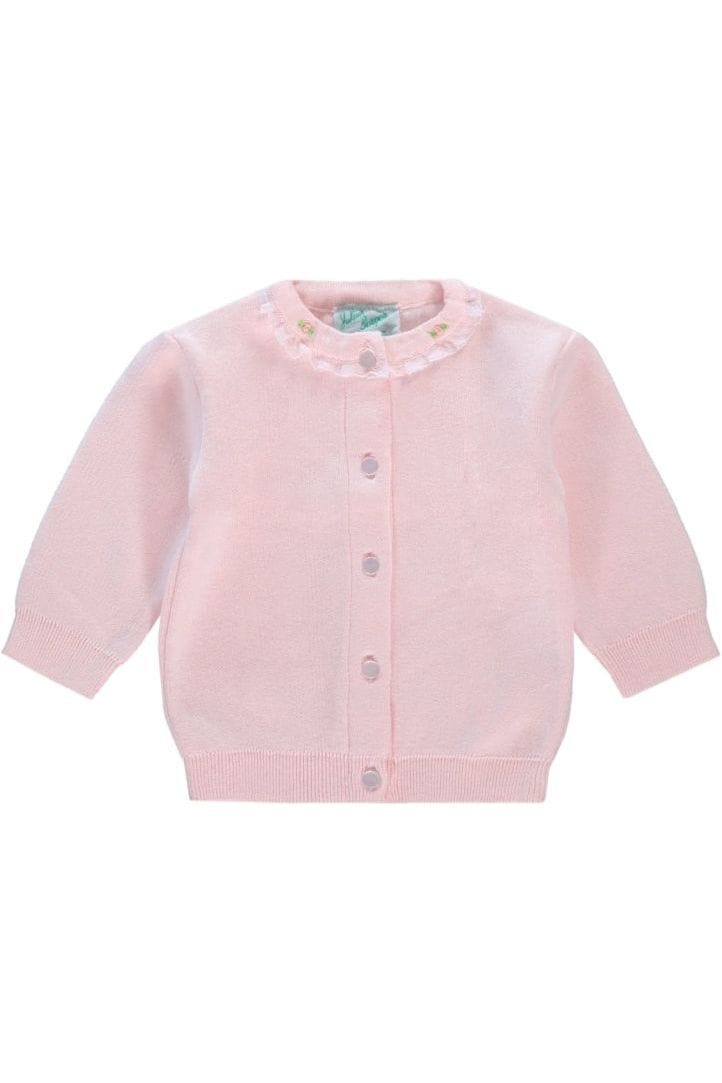 Girl Cardigan with Rosebuds Pink