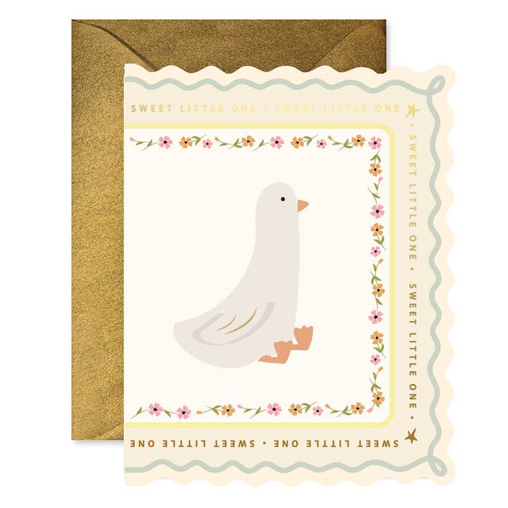 Sweet Little Goose Scallop Greeting Card