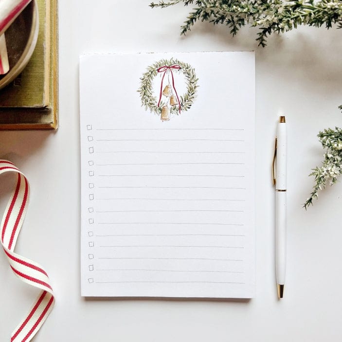 Emily Lex Studio Emily Lex Studio Christmas Checklist Notepad - Bell Wreath - Little Miss Muffin Children & Home