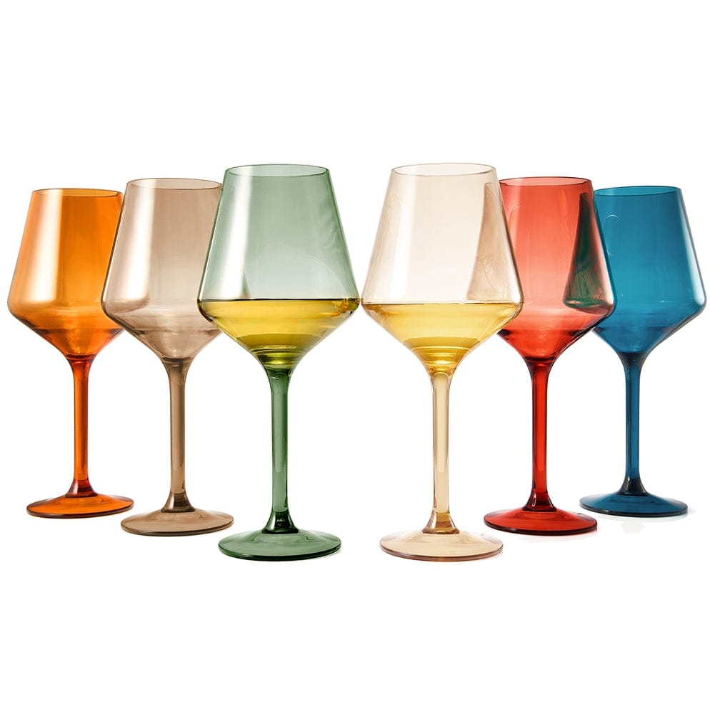 Unbreakable Acrylic Pastel Wine Glasses Set of 6