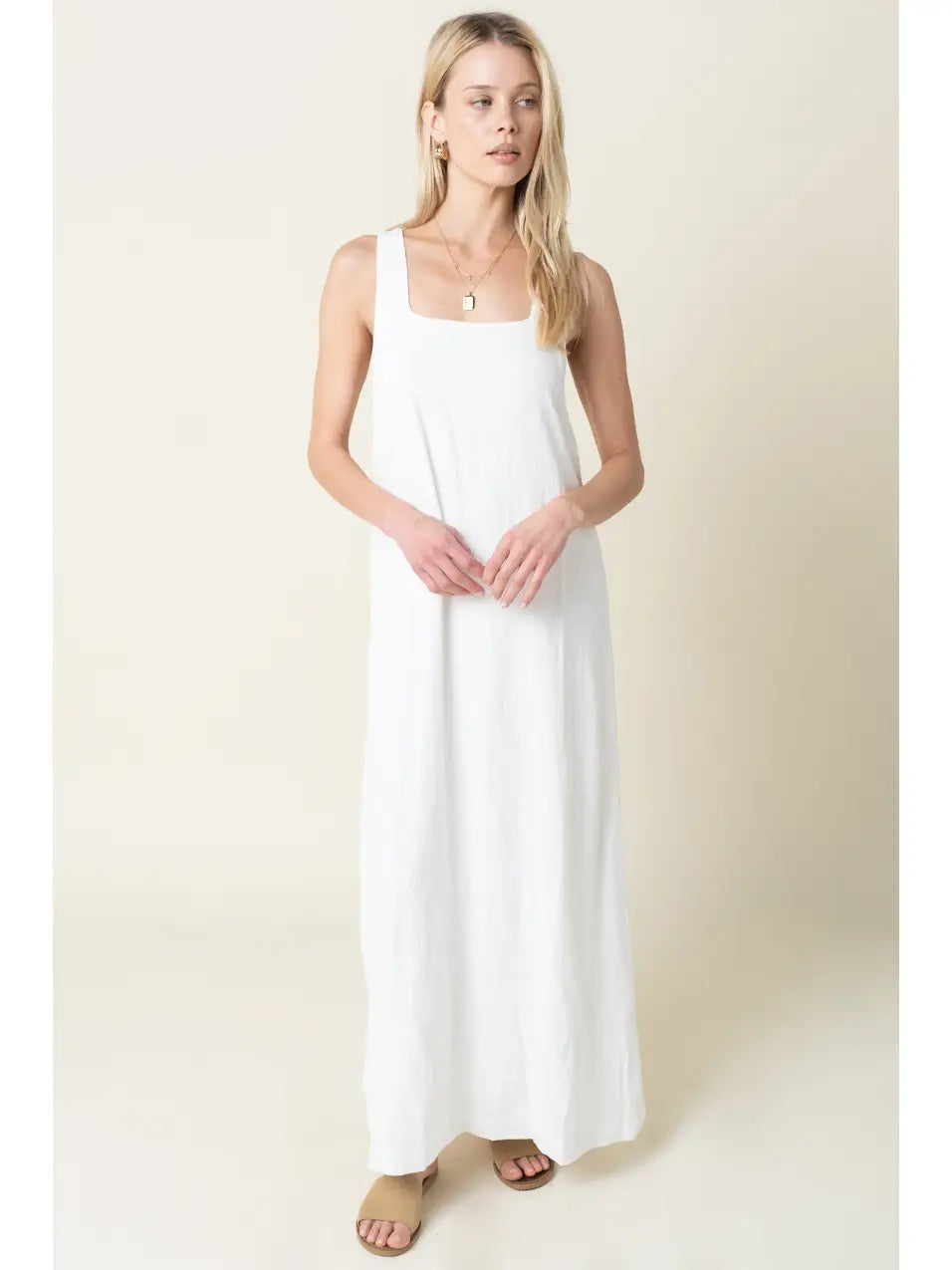 Avery Relaxed Maxi Tank Dress in Off White Off White / M