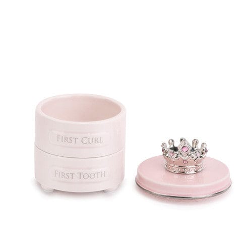 Pink Princess Crown First Tooth & Curl Keepsake Box