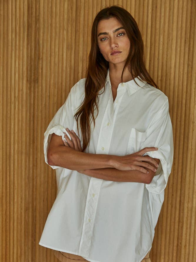 By Together Woven 100% Cotton Oversized Cuff Hem Shirt - Little Miss Muffin Children & Home