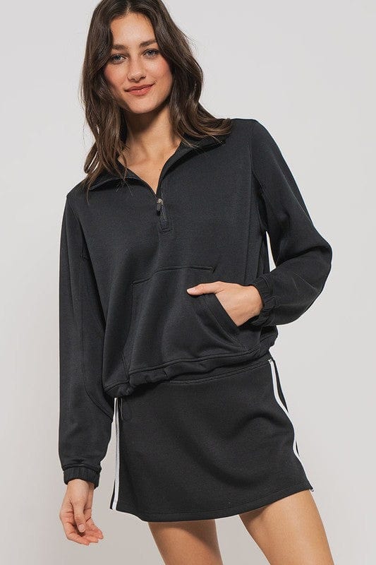 Urban Daizy Urban Daizy Quarter Zip Pullover in Black - Little Miss Muffin Children & Home