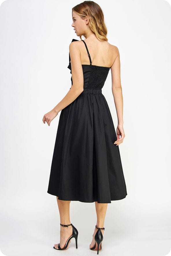 Strut & Bolt Knotted Flower Bow Midi Dress in Black Black / L