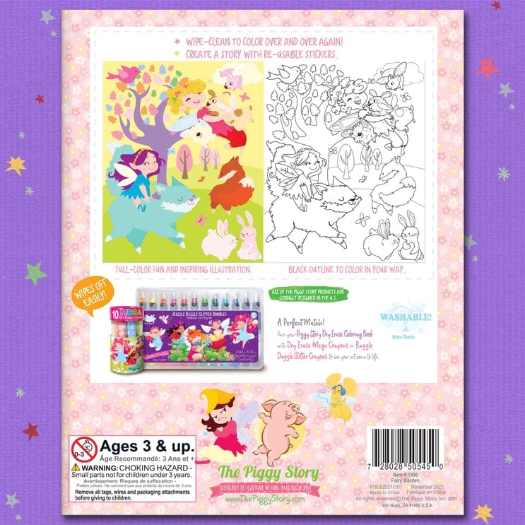 The Piggy Story The Piggy Story Dry Erase Coloring Book Fairy Garden - Little Miss Muffin Children & Home