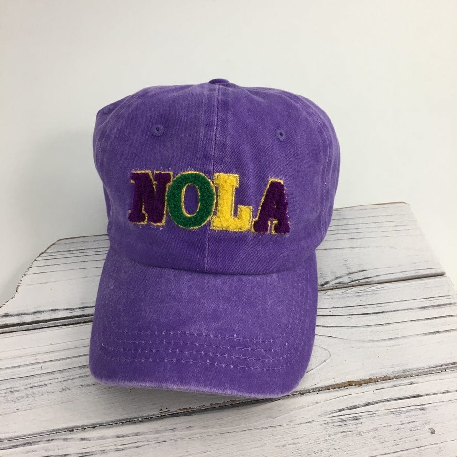 SongLily SongLily Mardi Gras Chenille NOLA Baseball Cap Purple - Little Miss Muffin Children & Home