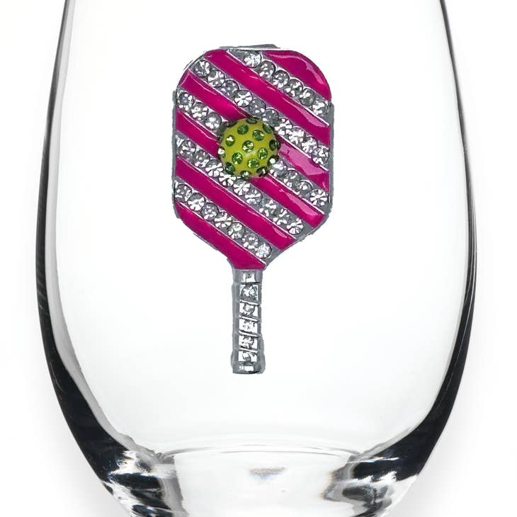 Queen Jewels Queen Jewels Pickleball Jeweled Stemless Wine Glass - Little Miss Muffin Children & Home