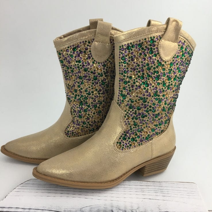 SongLily SongLily Mardi Gras Rhinestone Cowboy Boots - Little Miss Muffin Children & Home