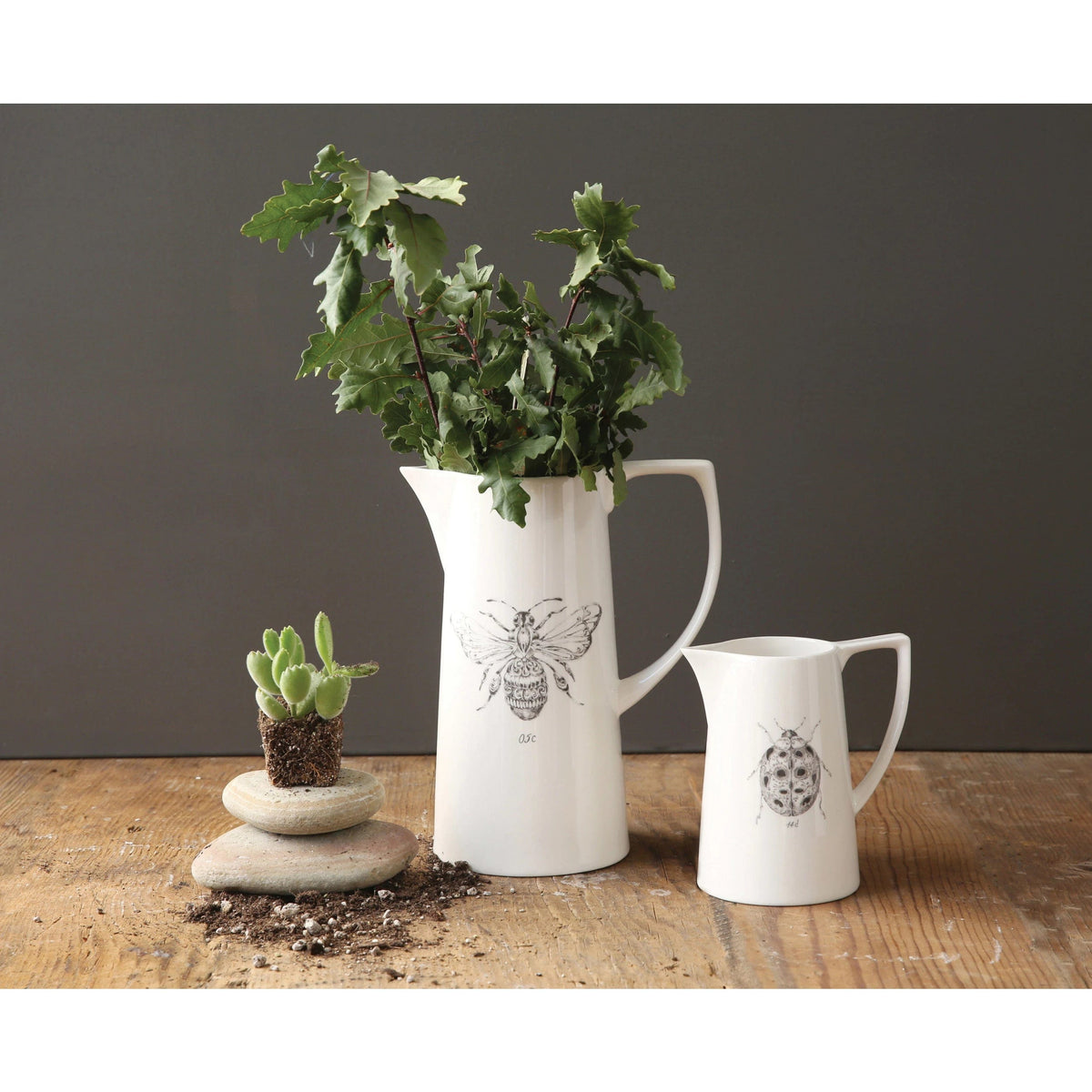 Creative Co-Op Creative Co-op Ceramic Pitcher with Bee - Little Miss Muffin Children & Home